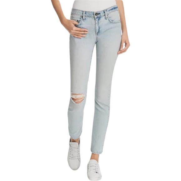 RAG & BONE Dre Glena Jeans Mid-Rise Distressed Light Wash Size 27 - Picture 2 of 16